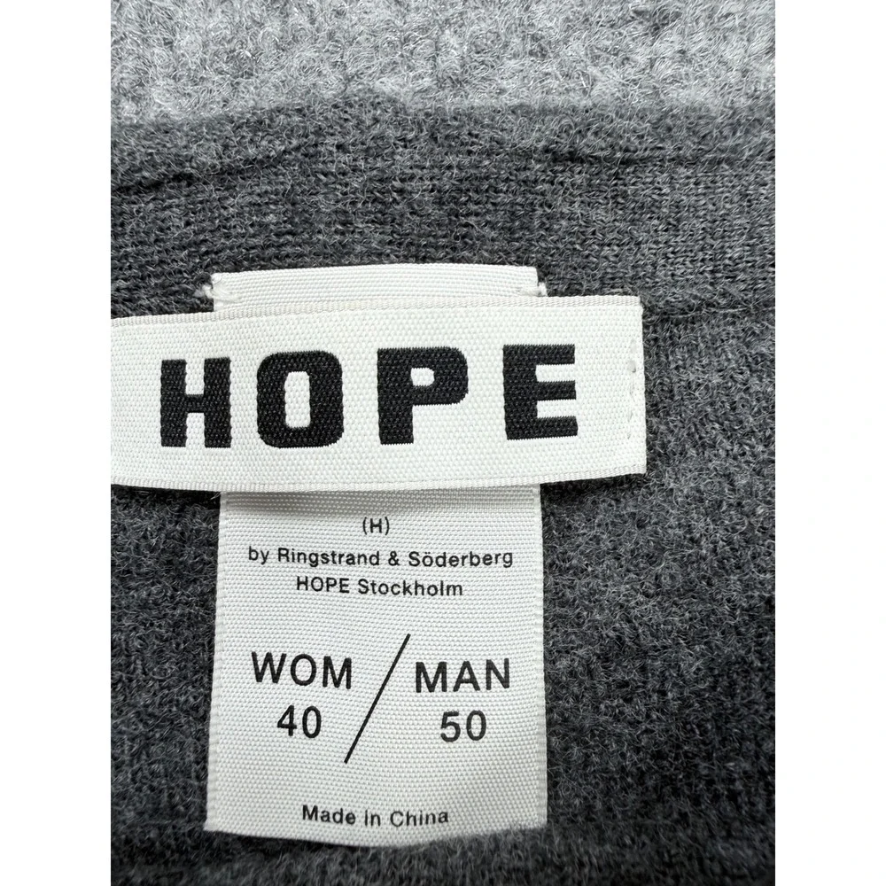 HOPE Stockholm Mens‎ Large Grey 100% Wool Echo Sweater Mock Neck Split Back 50